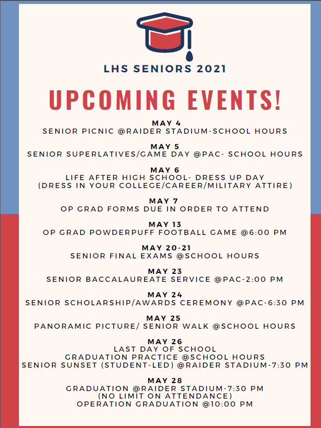 LHS Seniors upcoming events